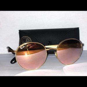 Rose Gold round frame ray ban sunglasses